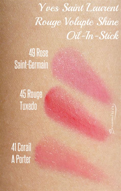 ysl swatches rouge volupte|YSL rouge volupte shine 45.